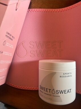 NIB Sweet Sweat Waist Trimmer Trainer Belt matte Pink XXL & workout enhancer set